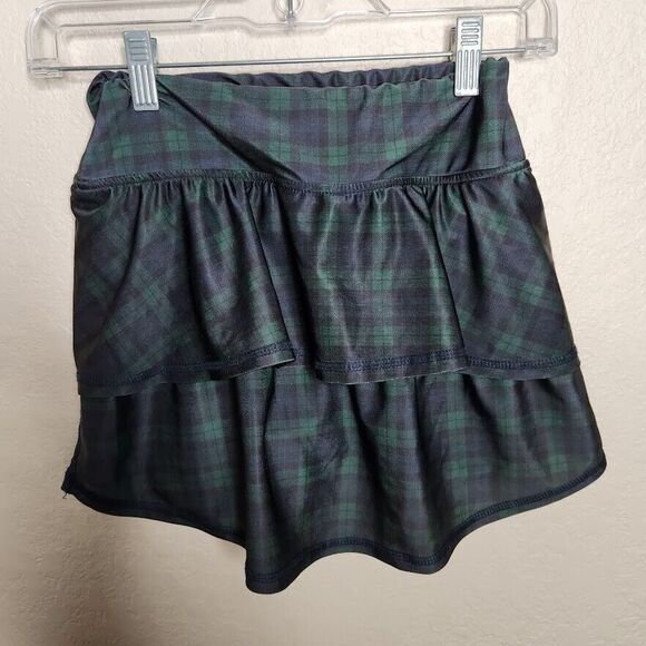 The Bubble Skirt Short Girls XL Green Blue Plaid Ruffle Pull-On Layered - Picture 3 of 7